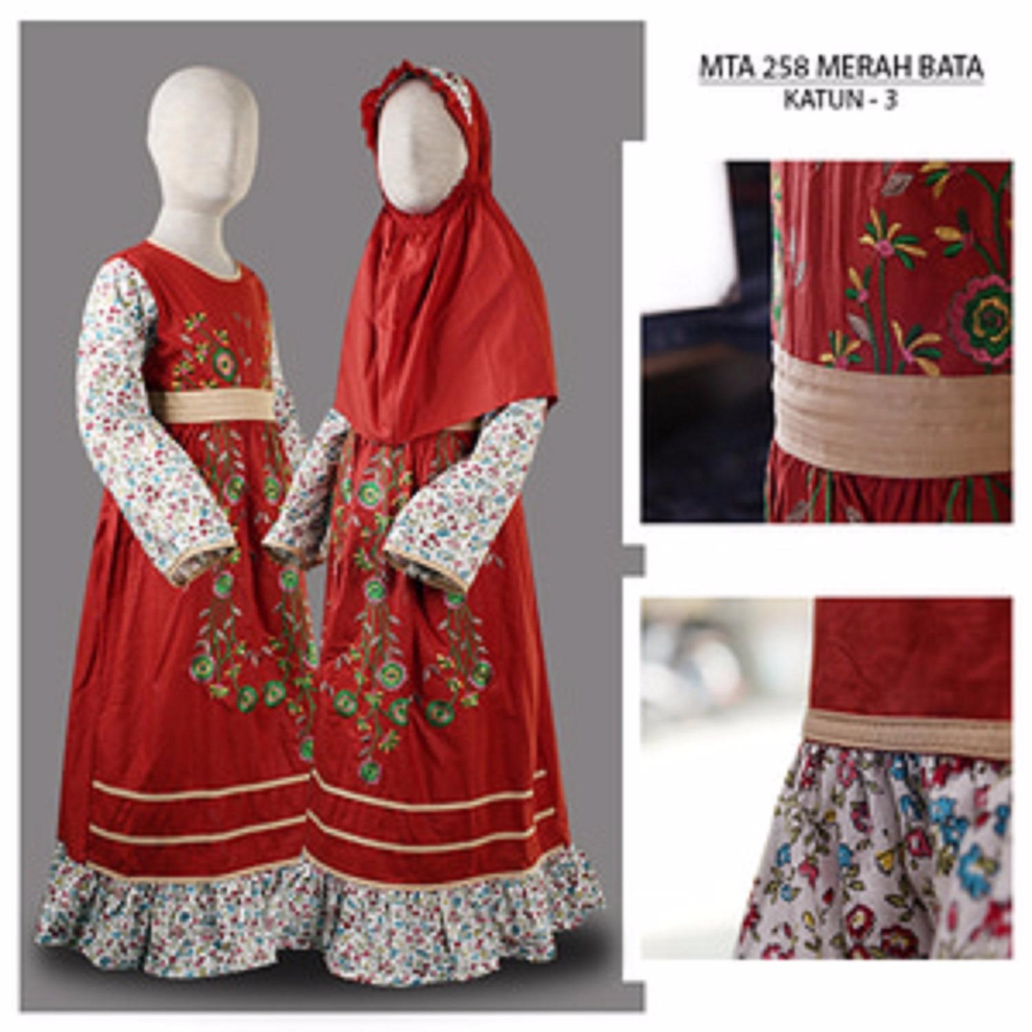 MTA258MerahBata(10-12tahun) gamis anak balita kombinasi brokat sifon