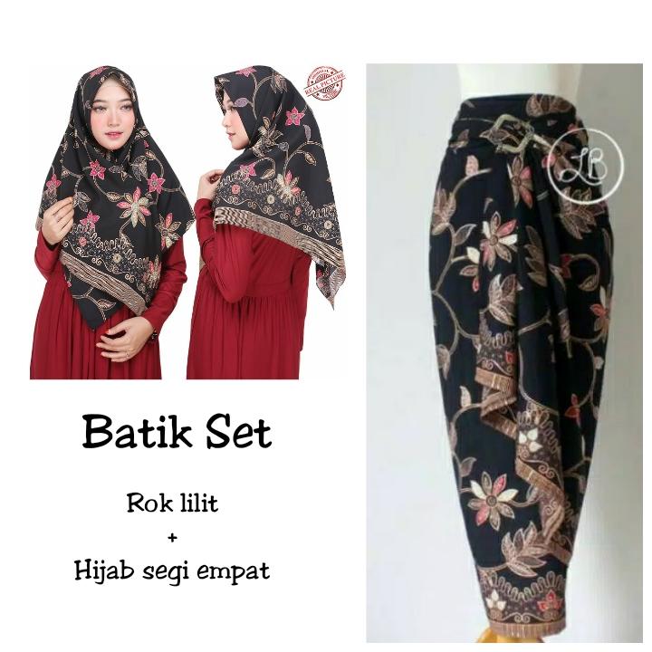 SB Collection Stelan Rok Lilit Virginia Maxi Jumbo Kain Dan Kerudung Jilbab Hijab Batik Wanita