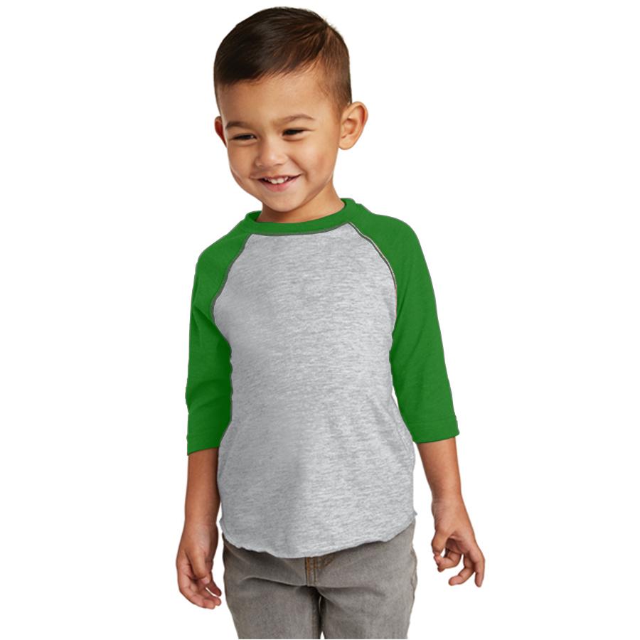 Kaos Polos RAGLAN ANAK - Abu-Abu/Hijau