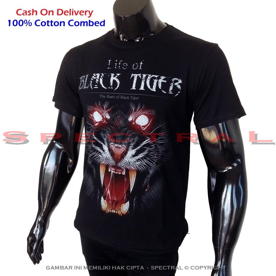 Spectral - Black Premium Cotton - Kaos Distro Gambar Harimau Macan - Pure Cotton Combed 30s - Real Pic - Ready Stock - Jakarta - Distro Bandung - Keren - Bahan Bagus - Lembut - Nyaman - Adem - Awet - Simple Fashion - Lazada Express - Hitam