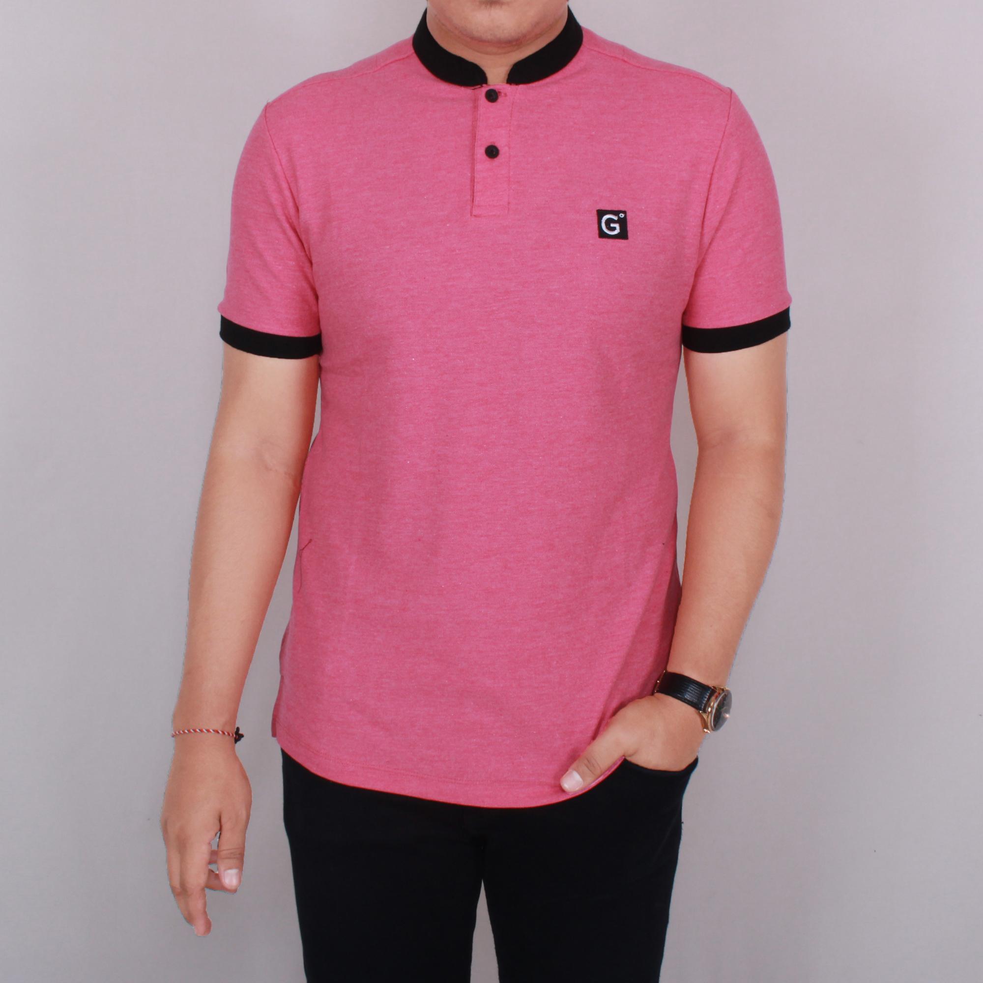Zoeystore1 6239 Kaos Polo Pria Lengan Pendek Baju Kaos Polo Kantoran Formal Kaos Distro Casual Kaos Santai Pink Mix Black