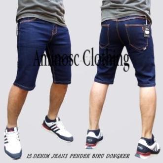 Celana Pria Jeans Pendek Denim  Biru Tua AMC 