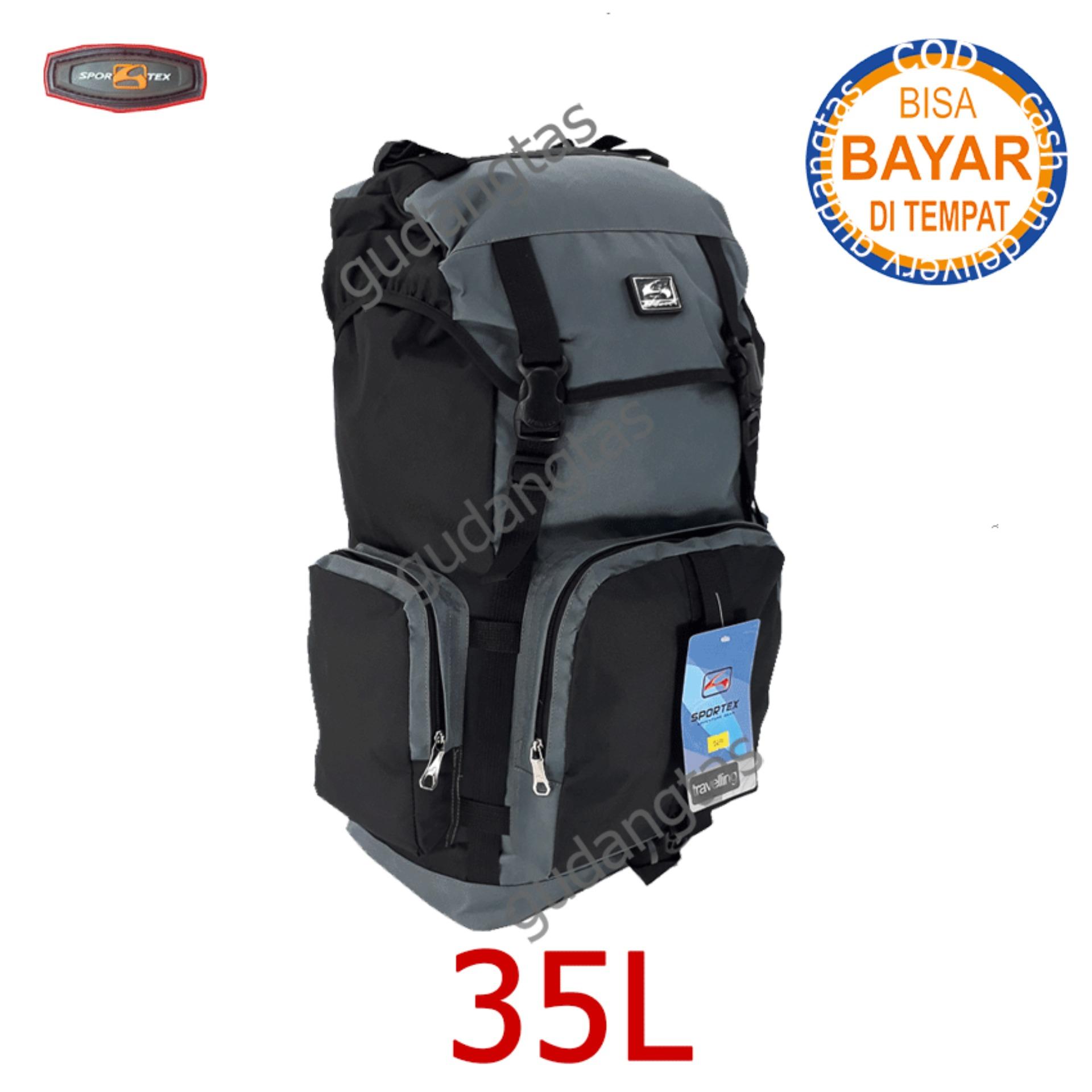 Sportex Tas Ransel Gunung Tas Keril Tas Carrier 35L Tas Camping Tas Hiking 30L0883 ABU kombinasi Hitam Backpack Sport Outdoor Adventure
