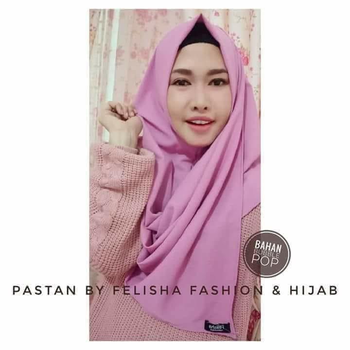 Deva Barokah Hijab Jilbab kerudung pashmina instant pastan Felisha pink polos DVB