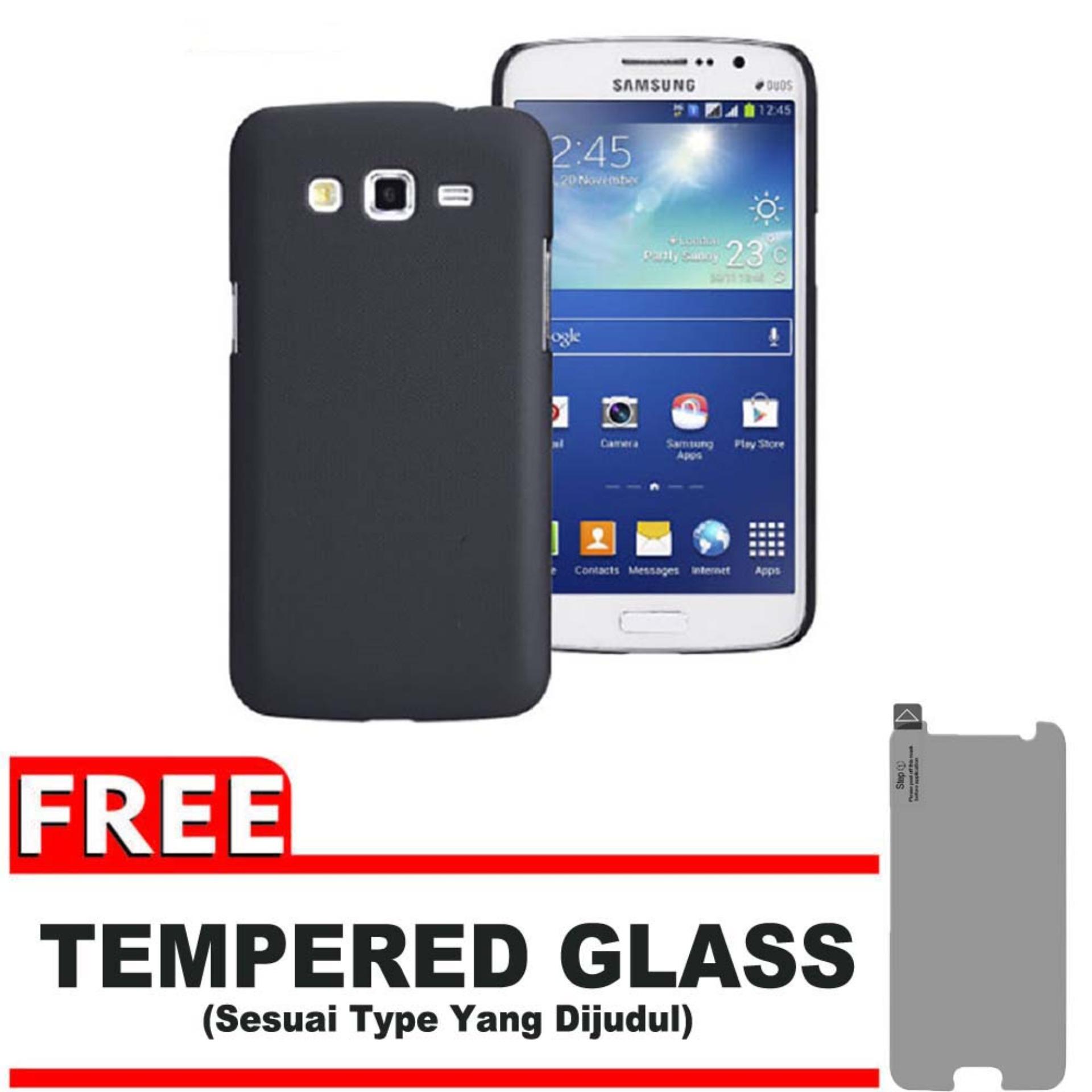 DarkNight for Samsung Galaxy Grand 2 / Duos / G7102 / G7105 | Slim Case Black Matte Softcase Premium (Anti Minyak/Anti Sidik Jari) + Gratis Free Tempered Glass Protector - Hitam Doff