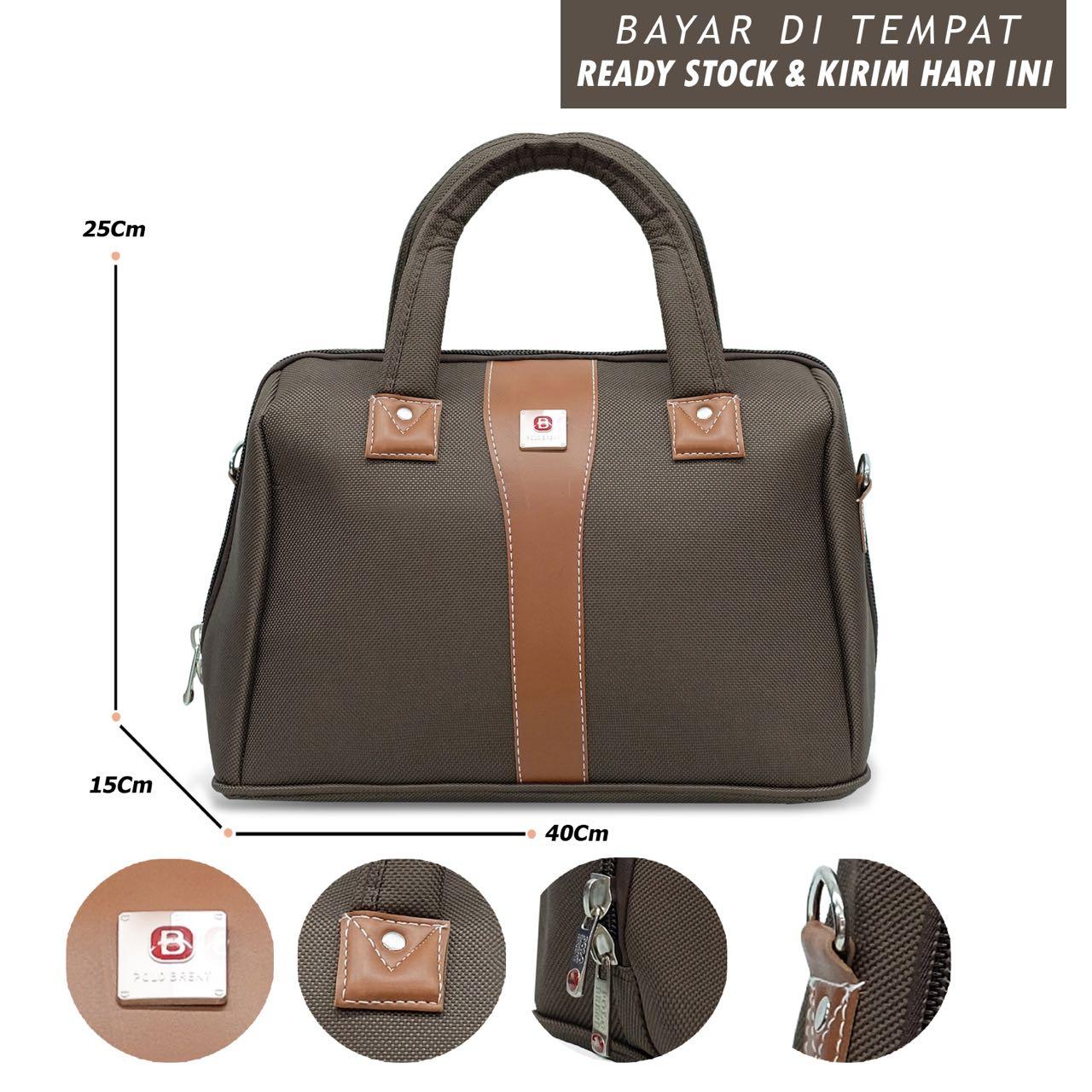 Polo Brent Travel bag - Duffle bag - Tas Pakaian Tas Wanita (Tas jinjing Dan Tas Selempang) 14 Inch - coffee