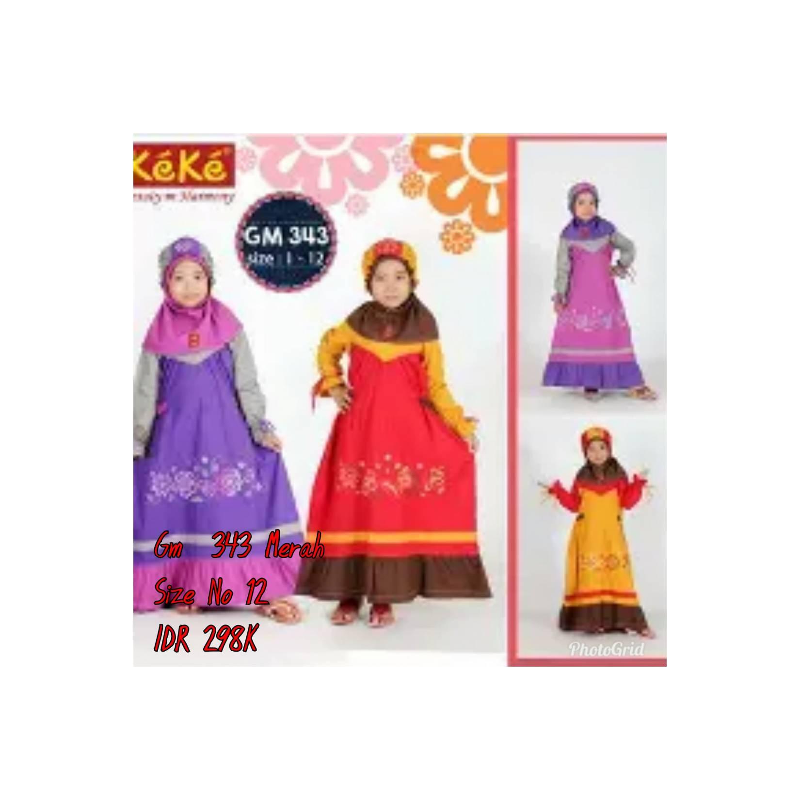 Keke Baju Anak Muslim GM 343 Merah No12 Diskon / Sale / Obral 25%