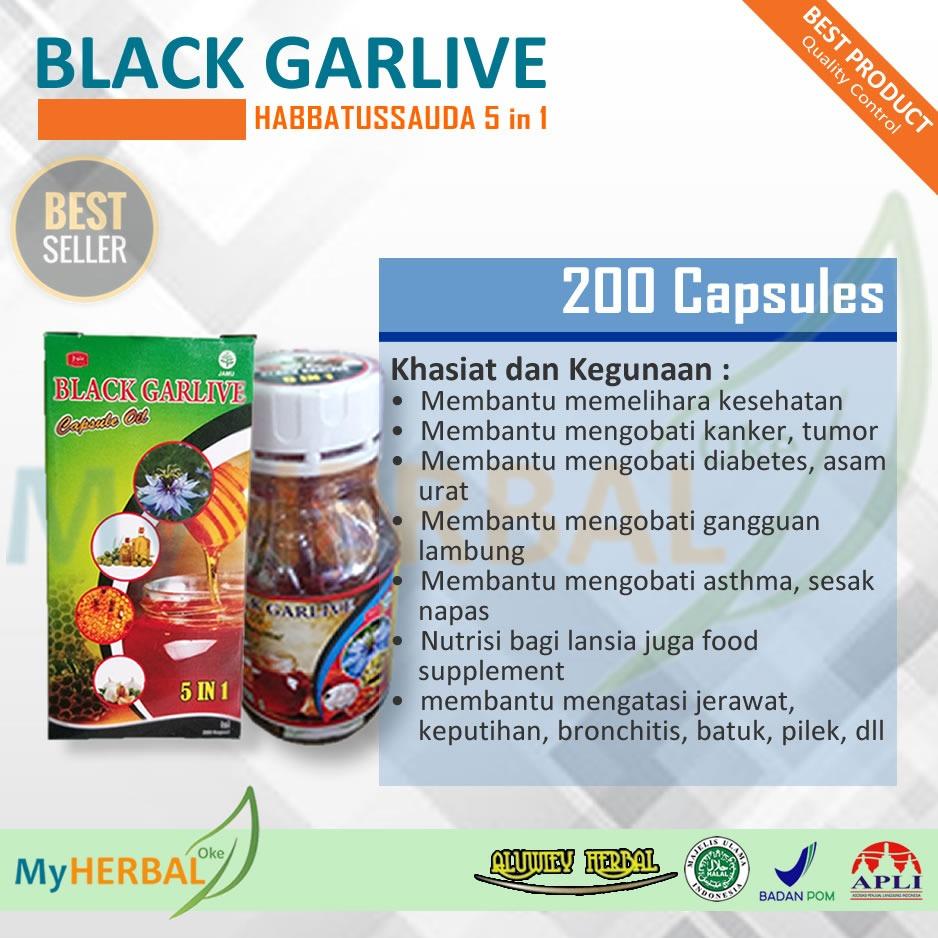 Habbatussauda Black Garlive 5in1 - 200 Kapsul (Jinten Hitam, Minyak Zaitun, Propolis, Madu, Garlic) - Edisi PROMO