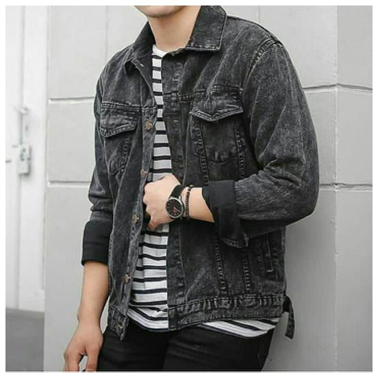 Jaket Jeans Pria SandWash hitam Jaket Levis Pria SandWash