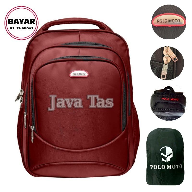 Polo Moto Tas Ransel Laptop Java Tas Ransel Pria Tas Ransel Wanita Tas Laptop Tas Laptop Murah Tas Punggung Tas Kerja Tas Kuliah Tas Ransel Laptop Import Maroon + Free Raincover