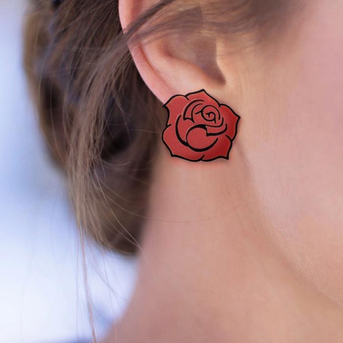 Anting Rose Flower Acrylic Earrings J4U580