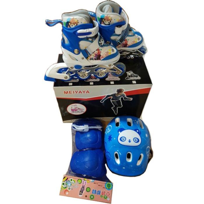 Sepatu Roda Anak Full Set Komplit (Inline skate + Helm + Dekker 1 Set)