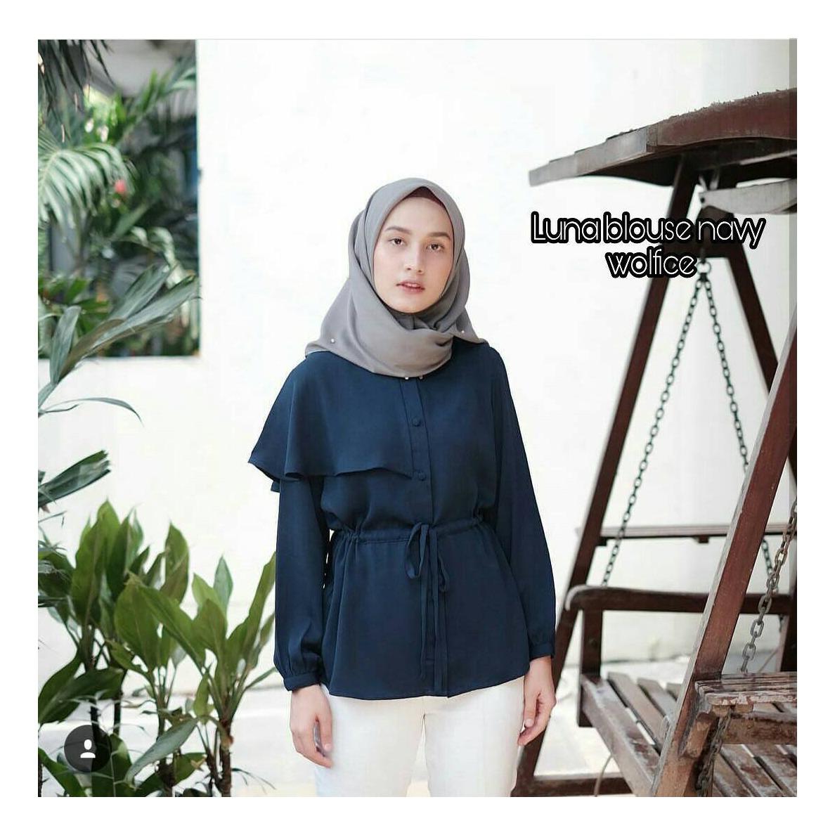 Baju Original Luna Blouse Wolfice Pakaian Wanita Muslim Modern Atasan Cewek Muslimah Top Shirt Simple Trend 2018