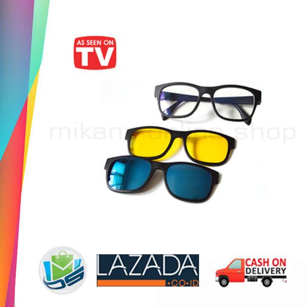 Kacamata Anti Silau 3 Frame Lensa ASK Vision 3 In 1 Magnet Lenses