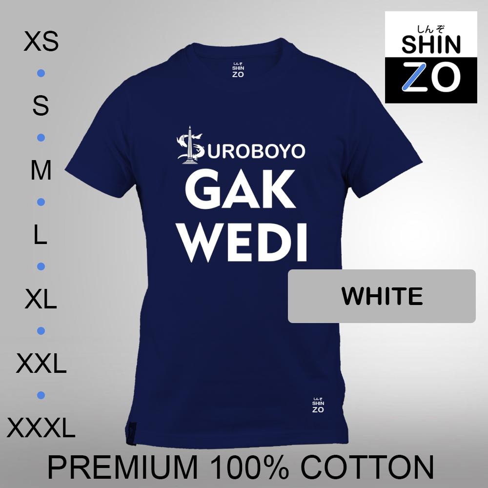 Shinzo Design - Kaos Oblong Distro T Shirt Tee Casual Fashion Atasan Cloth Anime Custom - Premium Cotton Combed 30s Ring Spun Export Quality - Pria - Surabaya Kami Tidak Takut Teroris Kami Gak Wedi - Navy Blue Biru Dongker