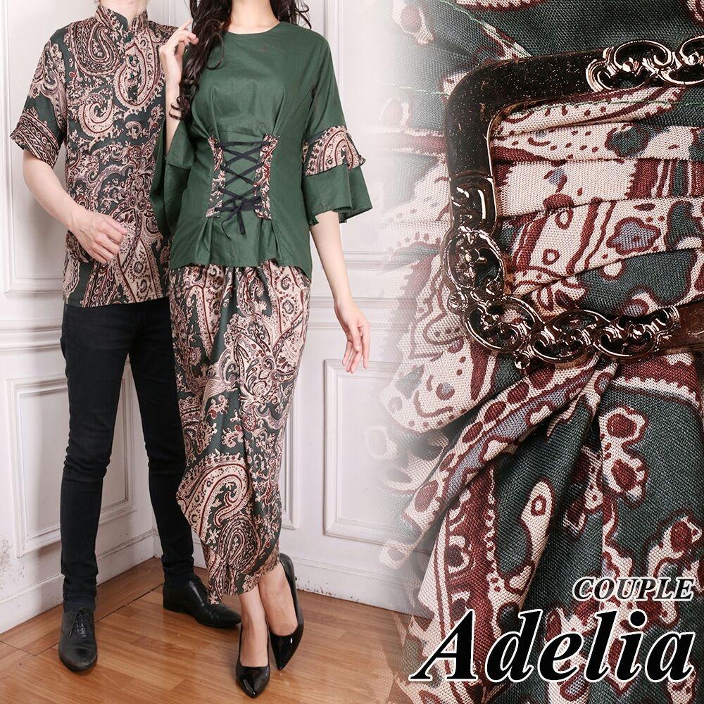 BAJU PASANGAN / COUPLE KEBAYA MODERN ADELIA WARNA HIJAU DAN KEMEJA PRIA