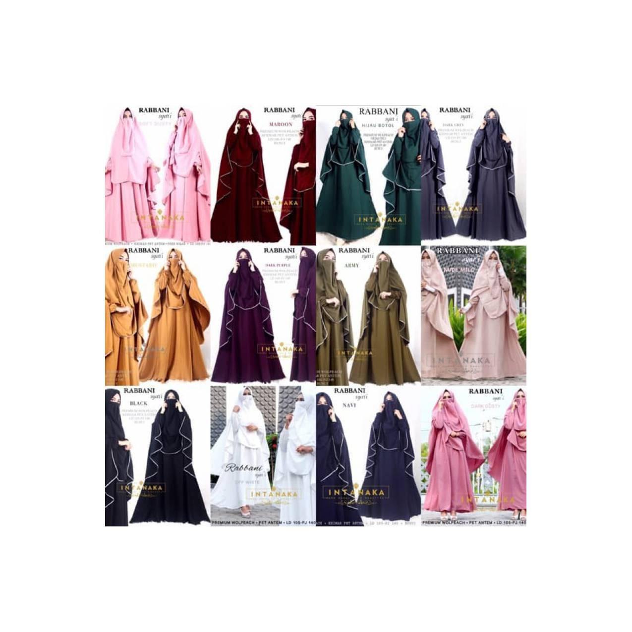 topiQu 88 New rabbani syari set gamis dress busui khimar intanka