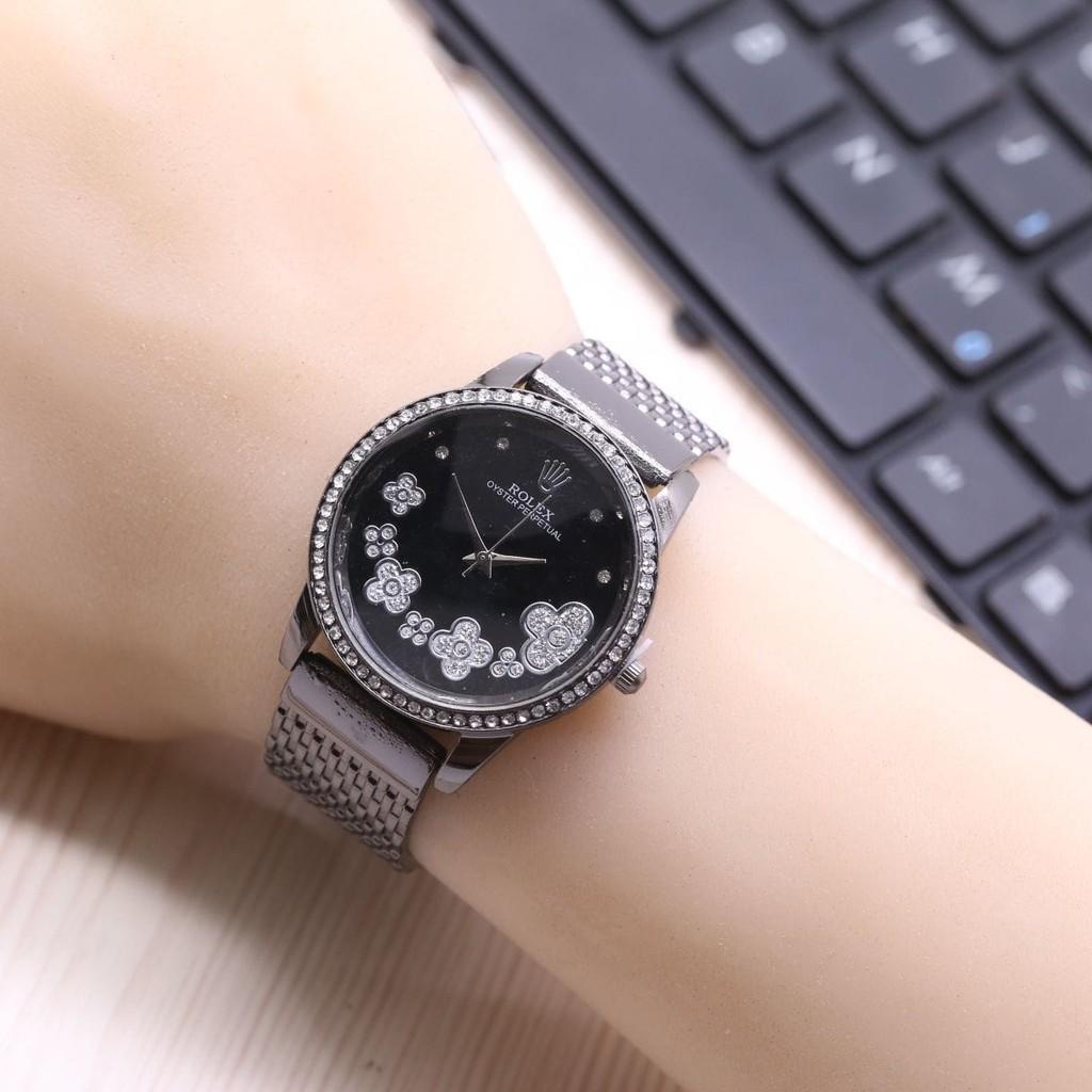 Jam Tangan Wanita / Cewek Murah Rolex Melati Rantai Black