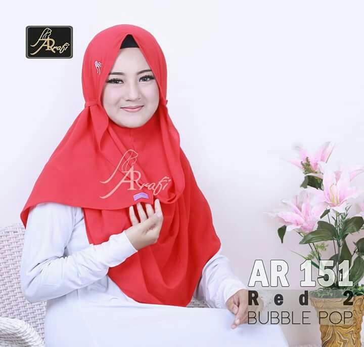 Jilbab Arrafi AR 151 (Red 2) pashtan Talita pashmina daily