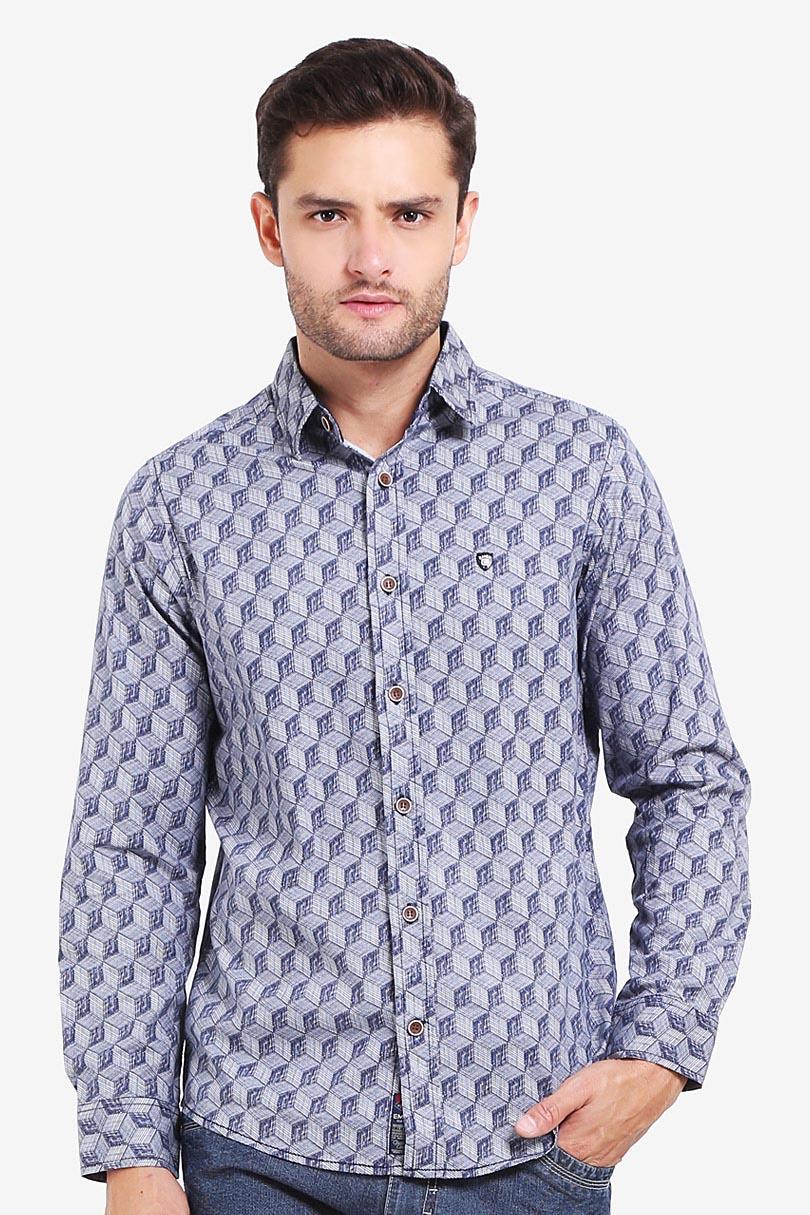 Emba Casual Klain Shirt Navy Pakaian Atasan Kemeja Formal Pria