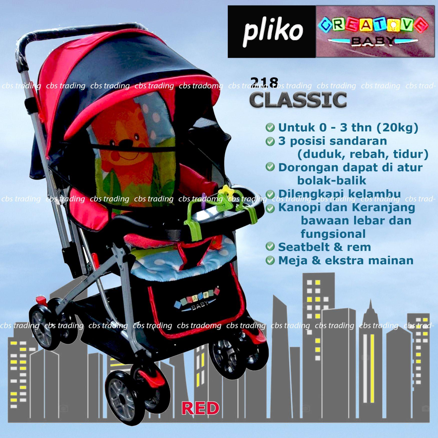 Pliko Creative Classic Baby Stroller BS-218 Lightweight - Kereta Dorong Bayi - Red