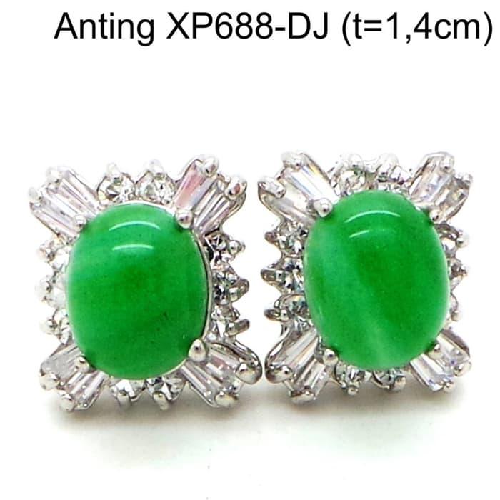 Anting Tusuk Batu Perhiasan Lapis Emas Putih Aksesoris Wanita XP688-DJ