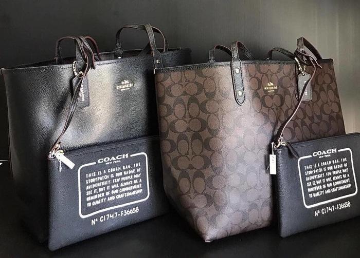 ASLI!!! Tas Coach Original / Coach Reversible Tote Signature Mahogany Black - C4sPxb
