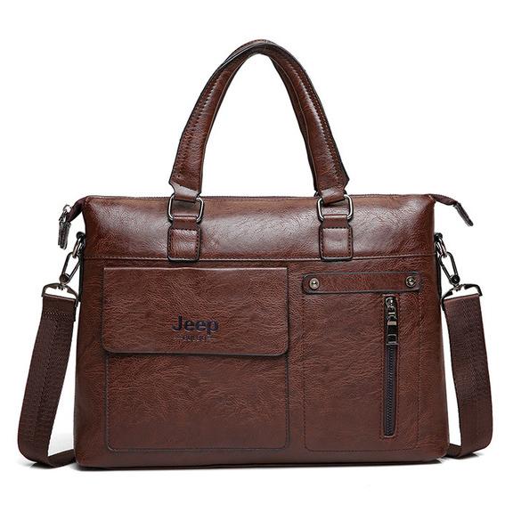 Jeep Tas Selempang Jinjing Kulit Maskulin Pria - PI667 - Dark Brown