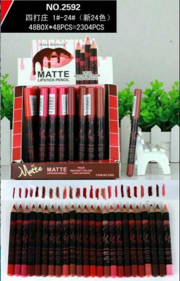 Grosir Matte Lipstick Pencil Kiss Beauty 2592 (isi 24 Pcs) - Lipstik dan Pensil Bibir Paling Laris