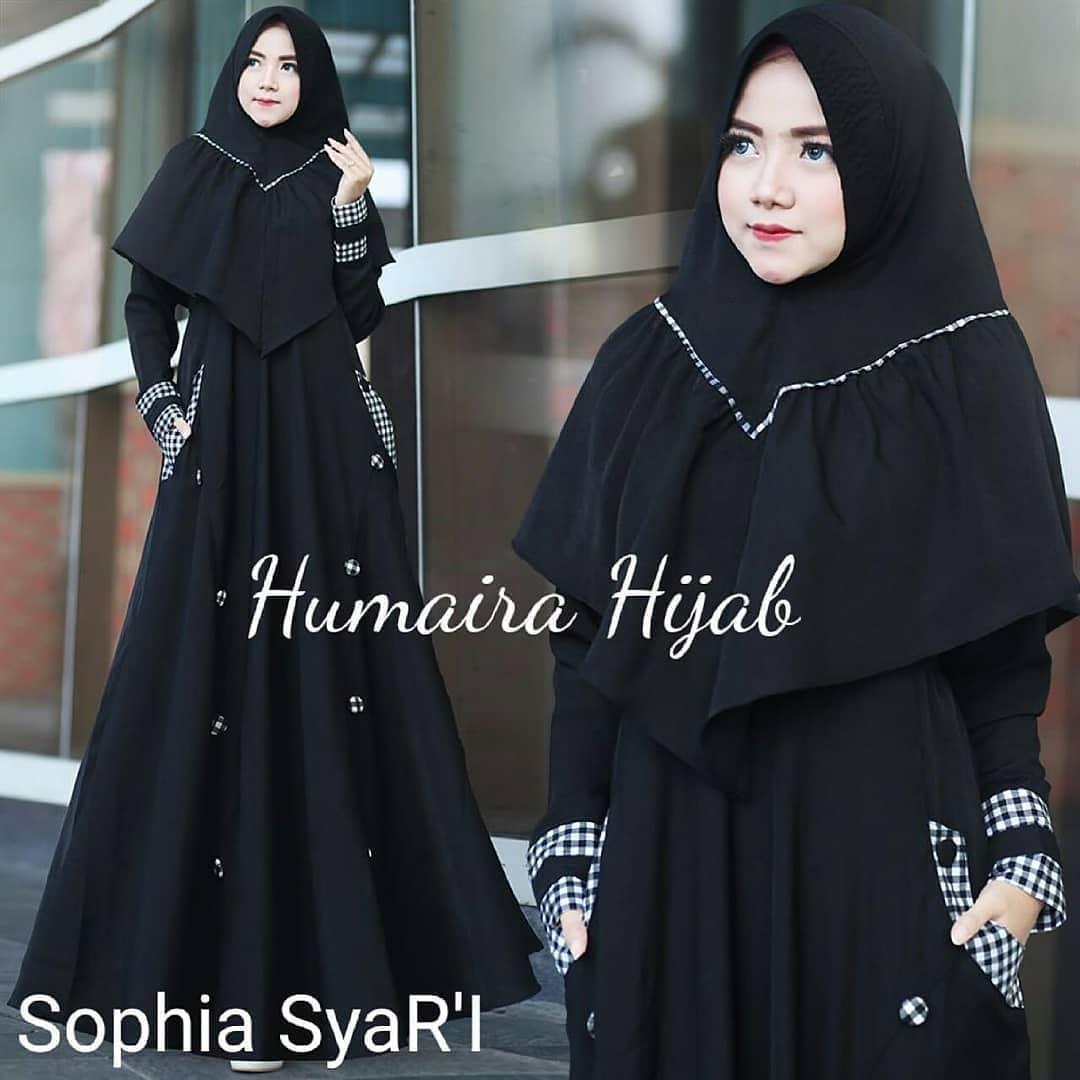 Busana Wanita Muslim Sophia Syar'i + Khimar Bahan Balotely Mix Square Modis dan Elegant