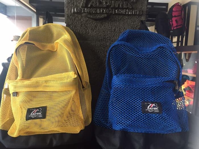 Tas ransel sekolah kuliah camping travel Alpina model jaring kuning biru