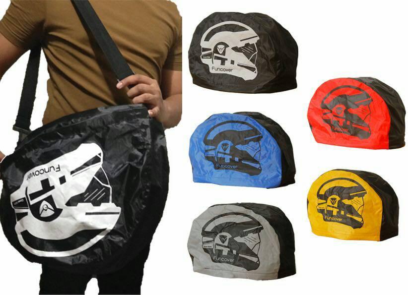 HOT DEALS!! RainCoat COVER Sarung HELM anti air Jas Hujan Tas HELM Motor Funcover - Merah TERMURAH / MURAH / PACKING RAPIH / PENGIRIMAN CEPAT