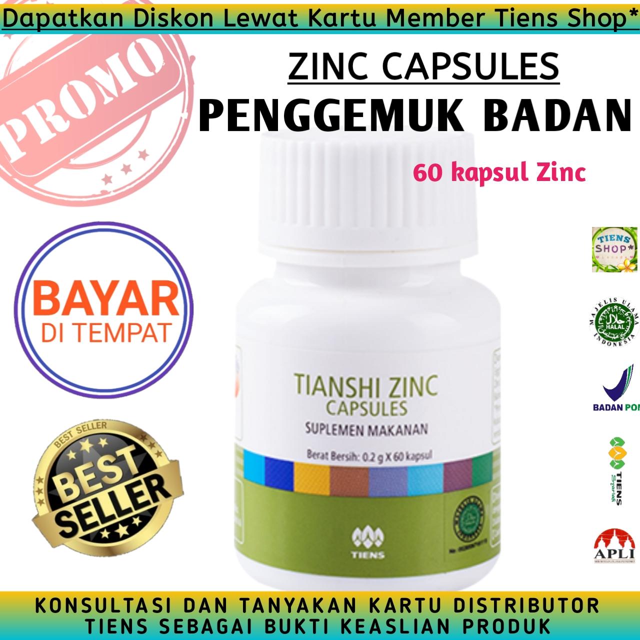 Tiens PROMO BEST SELLER!! Zinc Capsules - Suplemen Penggemuk Badan - FULL 60 Kapsul Beserta Dapatkan Potongan Harga Lewat Kartu Diskon Member dari OFFICIAL TIENS SHOP*