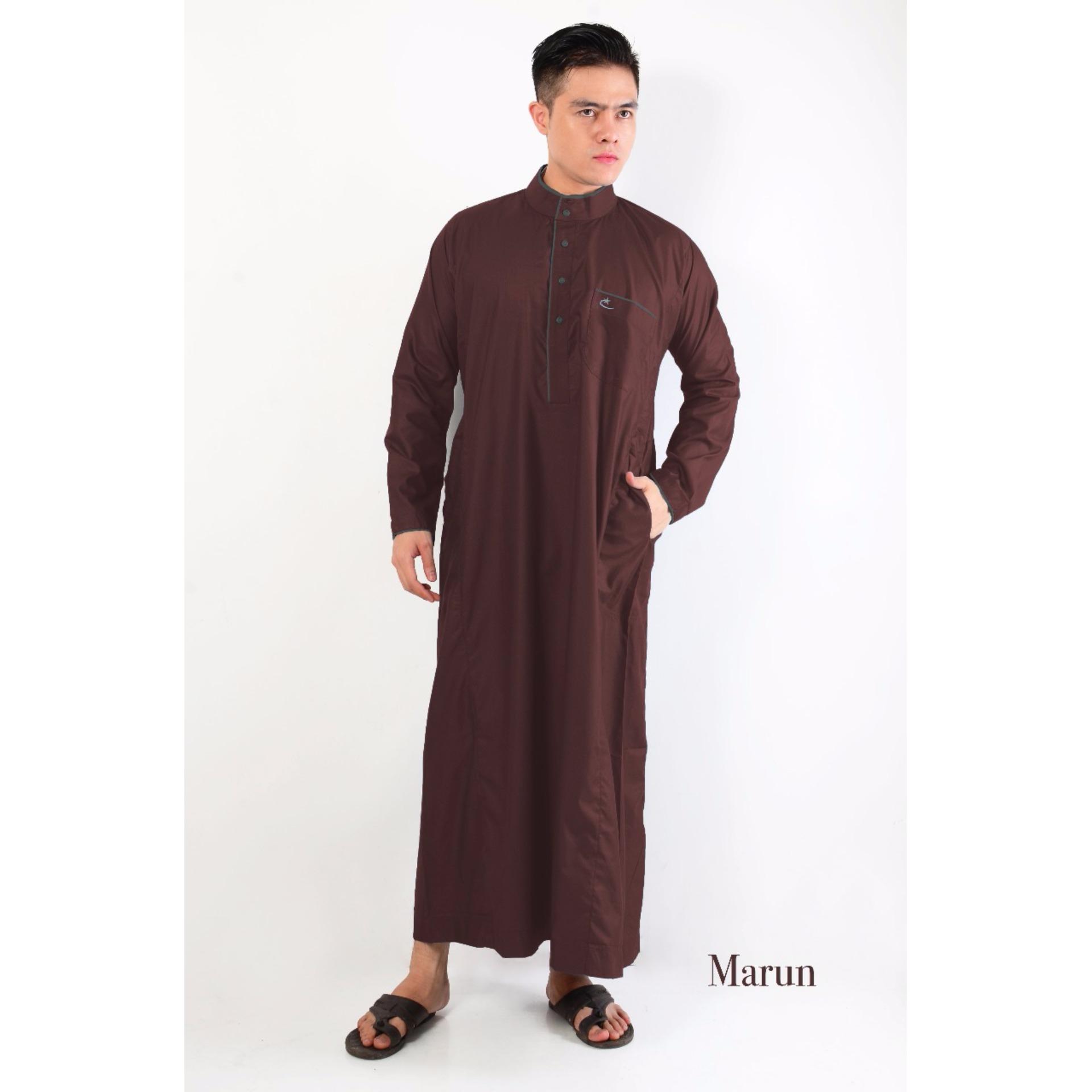Al-Isra JUBAH ASAFI Pakaian Gamis / Muslim Pria (Maroon)