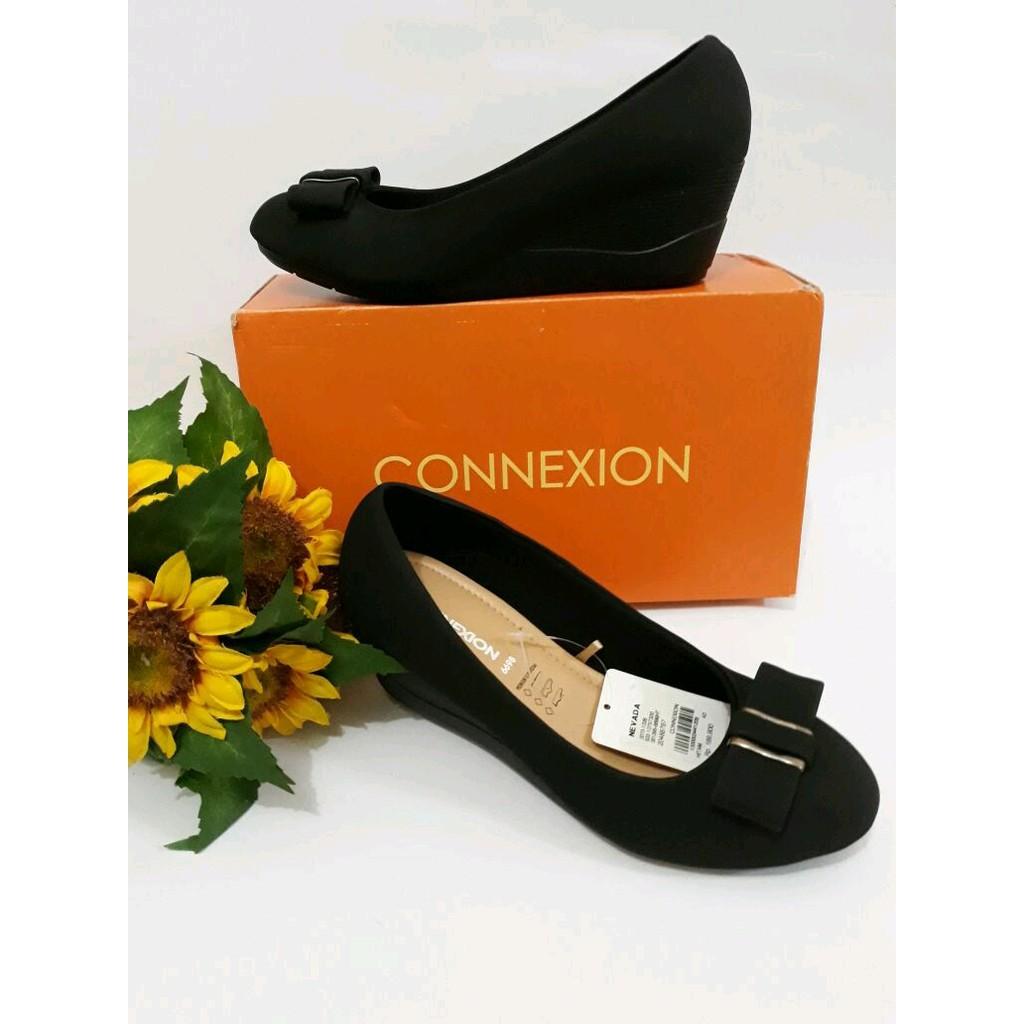 Wedges Hitam Suede Connexion Murah Matahari