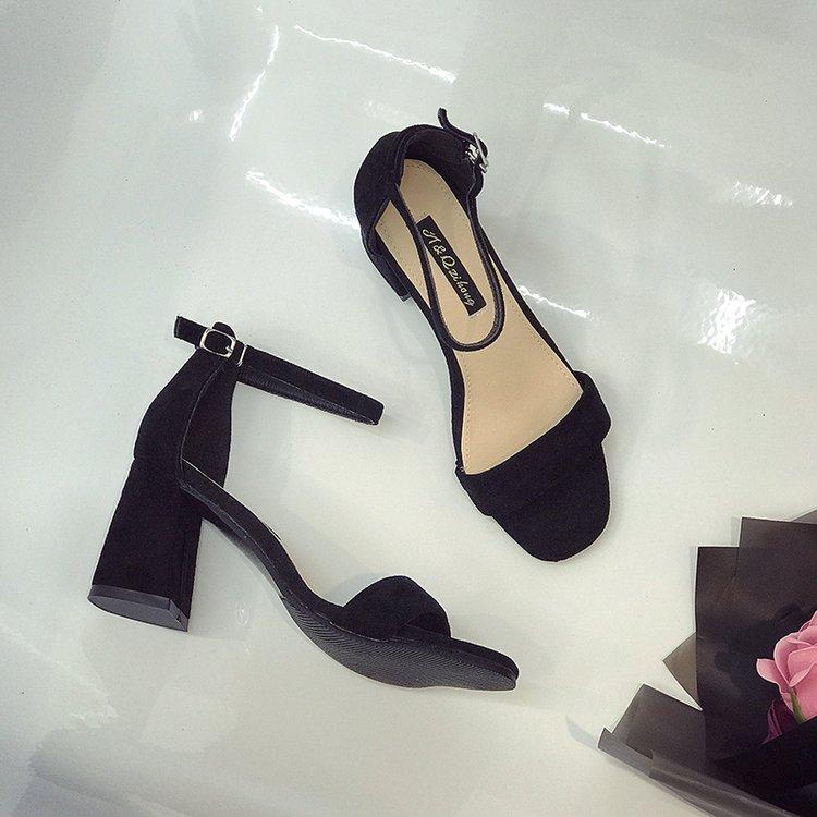 Masuknya Sandal Baru Musim Panas Sepatu Tumit Korea Modis Gaya With (Hitam)