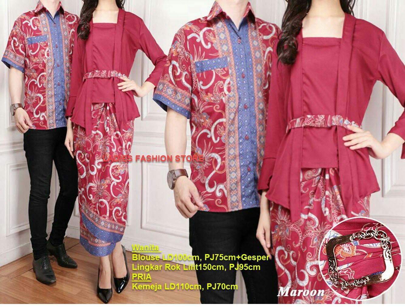 Batik Couple/ Batik Pasangan Wanita dan Pria Modern Keluarga / Batik Murah / Batik Lebaran / BATIK Masa Kini / Batik Bahan Adem / Baju lebaran / Batik Gamis / Kemeja Pria / Atasan Pria / Setelan Batik (ntasi) 7T - MARUN MERAH / Pakaian Batik Muslim