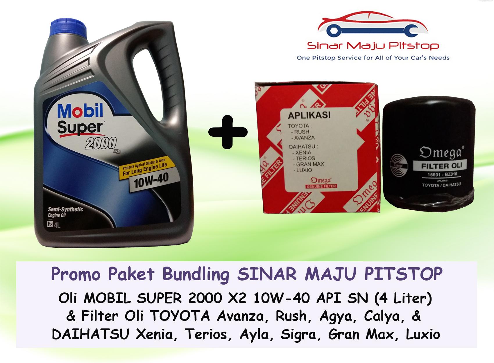 Promo Paket Bundling Oli MOBIL SUPER 2000 10W-40 API SN 4 LITER & Filter Oli DAIHATSU XENIA & DAIHATSU TERIOS ORIGINAL