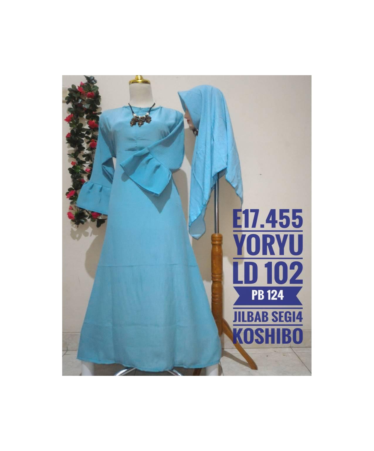 Butikfya Paket 3 Set Gamis Katun Jepang Shabby Jilbab Lemon Skin Polos