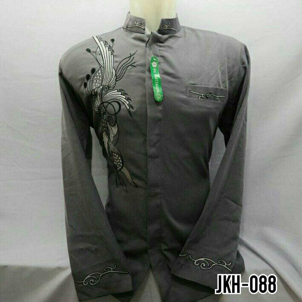 Grosir Baju Muslim Pria Kemeja Koko Baju Murah Gamis Muslim Pria Semi Jasko Jas Koko Tasik Abu Bordir Lengan Panjang JKH 088 di lapak Al Muttaqin Collection produsenbajukoko