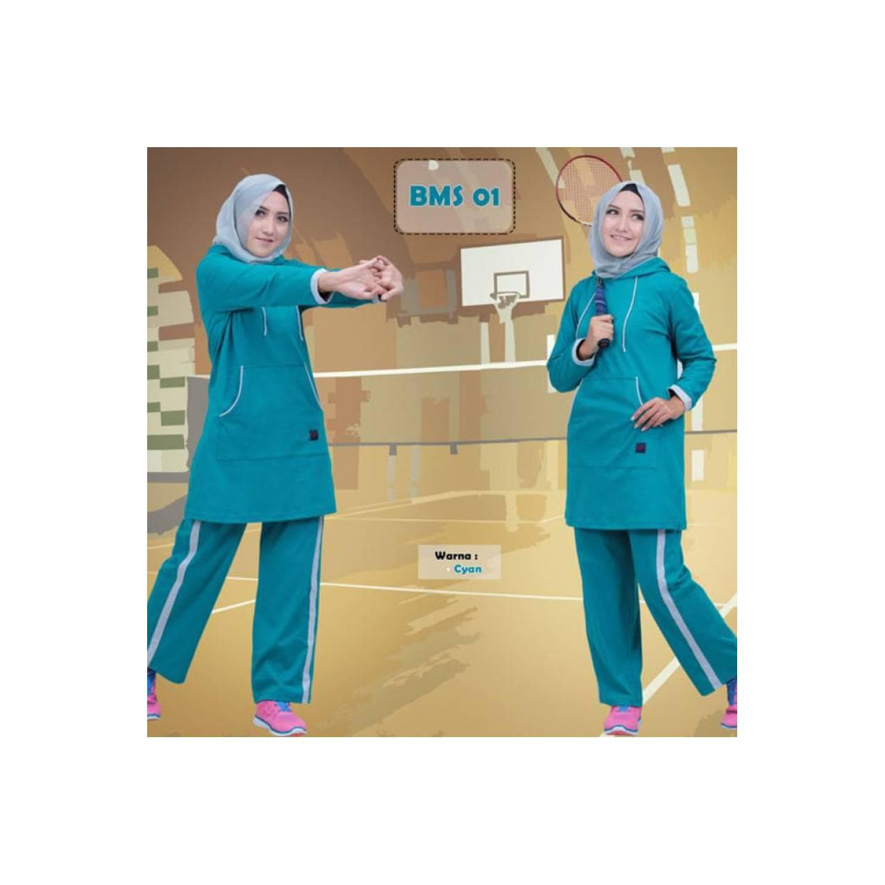 Baju Olahraga Kaos Muslimah Believe Bms 01 Cyan