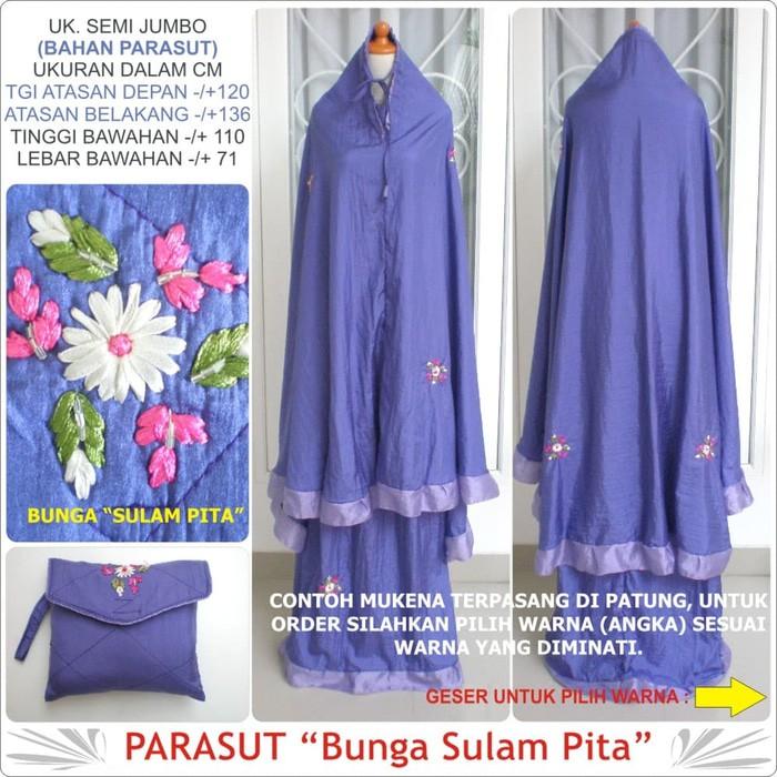 MUKENA TRAVEL PARASUT SUPER SULAM PITA & RENDA POLOS SEMI JUMBO 401 - MUQEENA