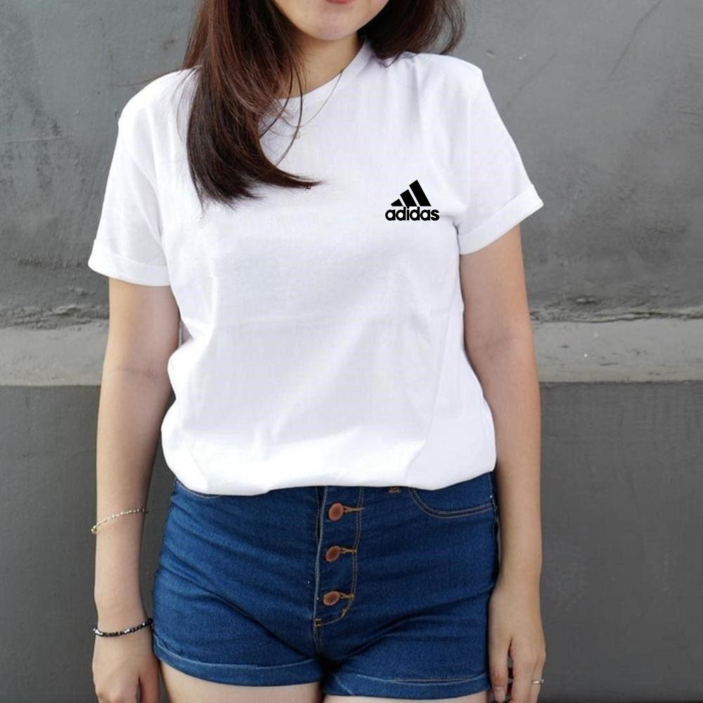 Kaos Wanita / Kaos Cewe Kaos Murah Lengan Pendek Adidas Black - Putih S
