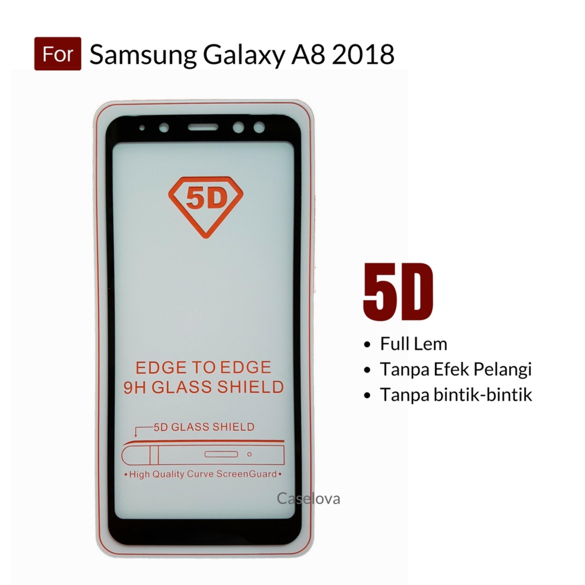 Caselova Premium Full Cover Tempered Glass 5D Round Curved Edge For Samsung Galaxy A8 2018 - Black