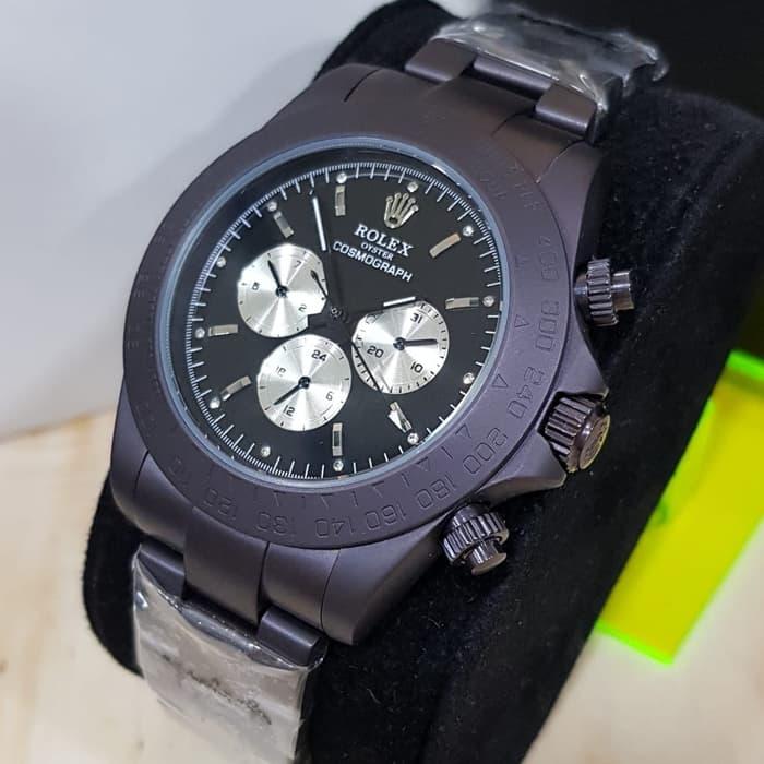 Jual Jam Rolex Daytona Cosmograph Automatic Black Doff Dial white Combi - Bergaransi