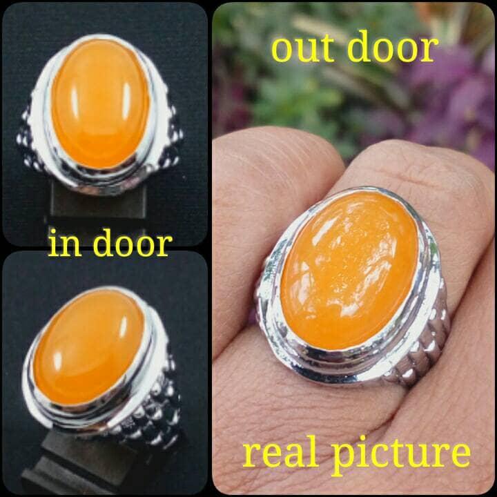 Diskon Promo Perhiasan Aksesoris Cincin batu akik natural giok pepaya kualitas super top Murah