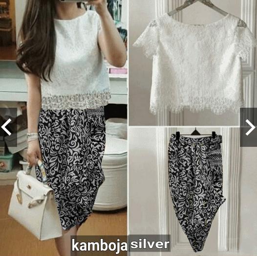 IndonesiaHeritage Setelan Set 2 in 1 Kebaya Pesta Modern Brukat Brokat - Setelan Set Batik Katun Prada Wanita - Wisuda - Batik Solo pekalongan - Kondangan Blouse Brukat Remaja - Fashion Busana Wanita - Formal ihvinny