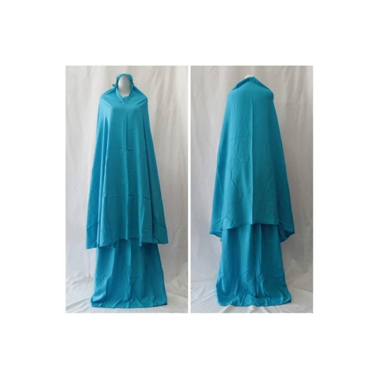 Mukena Jumbo Tali Warna Biru Laut Polos 4
