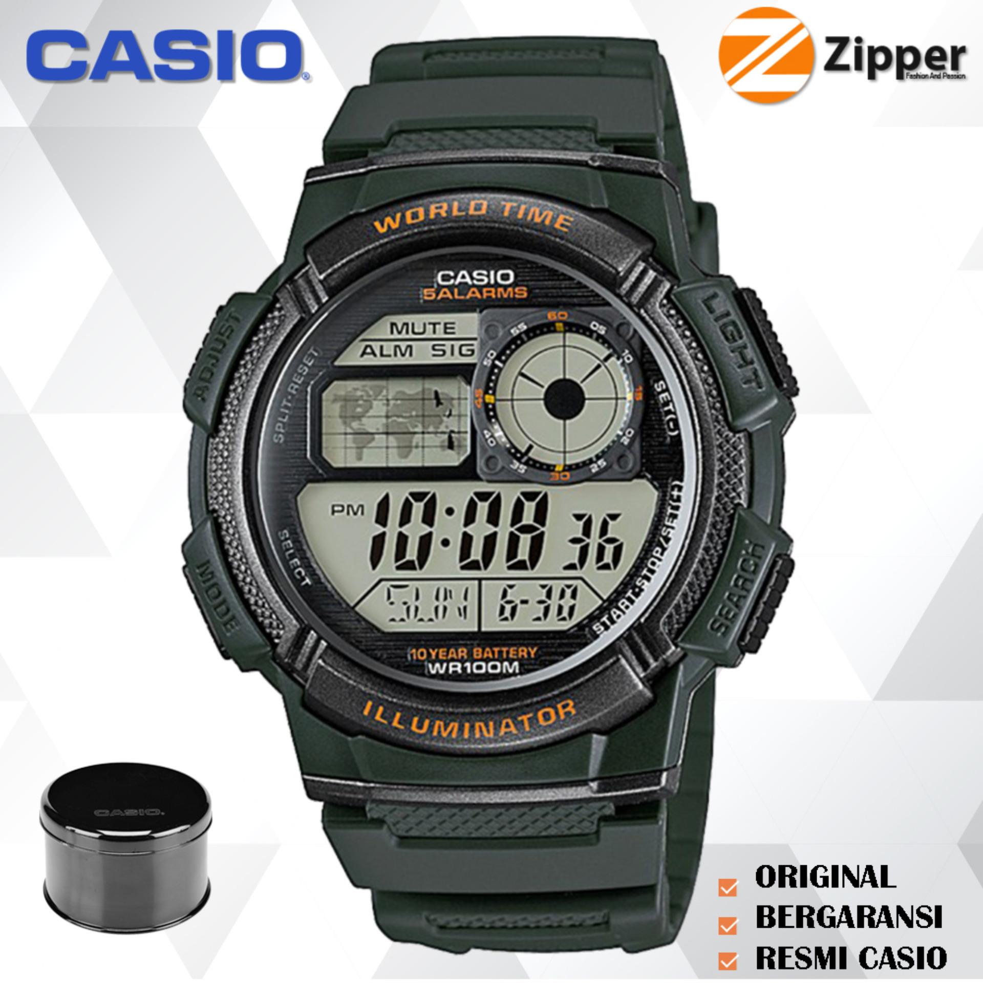 Casio Illuminator Jam Tangan Digital AE-1000W-3AVDF Youth Series - Tali Karet