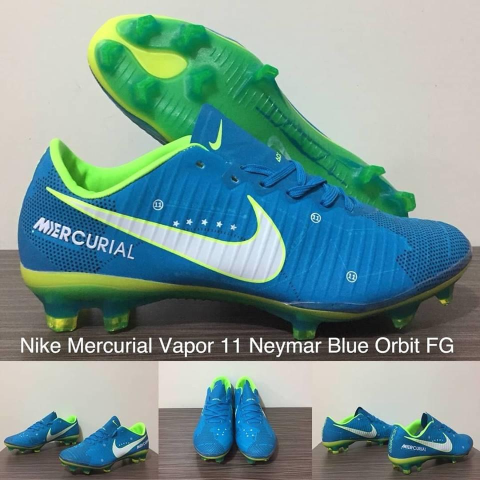 SEPATU BOLA NIKE MERCURIAL VAPOR 11 NEYMAR BLUE ORBIT FG + GRADE PREMIUM + BOX ORIGINAL !
